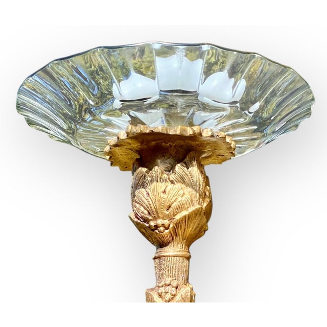 Gold Antique French Napoleon III Gilt Bronze Swan Centerpiece Pleated Glass Plateau For Sale - Image 8 of 14