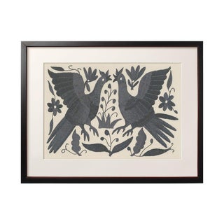 St. Frank Slate Gray Otomí Print in Black Frame For Sale