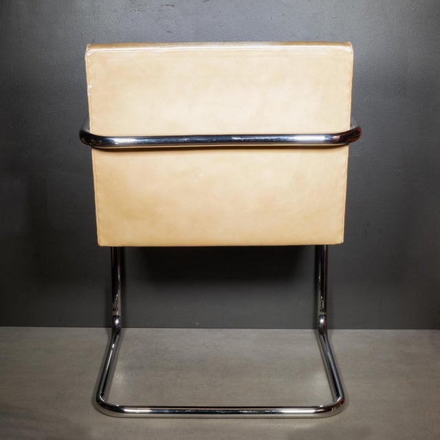 Knoll Knoll Tubular Brno Leather Dining Armchairs c.1986 For Sale - Image 4 of 12