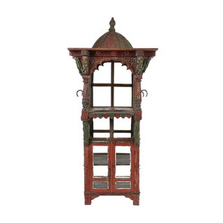 Traditional Indian Red Patina Wooden Showcase For Sale