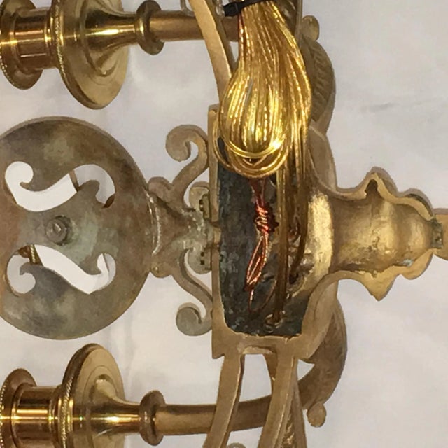 Louis XVI Style Harp Back Bronze Wall Sconces - A Pair For Sale - Image 10 of 10