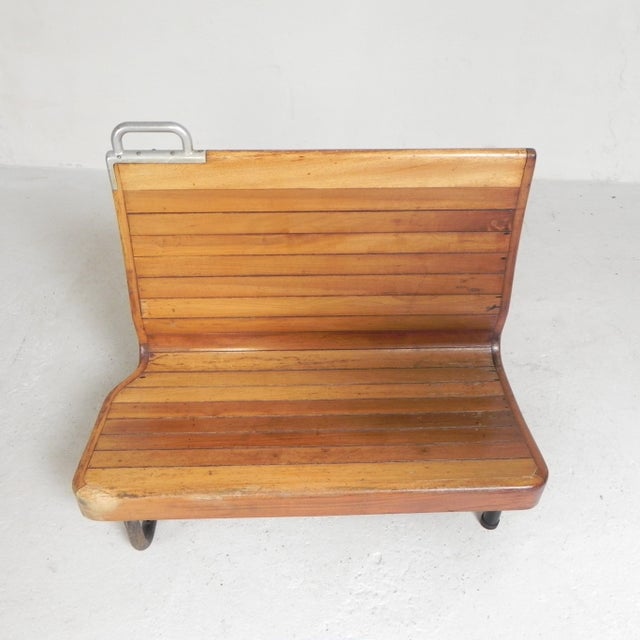 Double-Sided Teak Train Bench, 1930s For Sale - Image 9 of 18