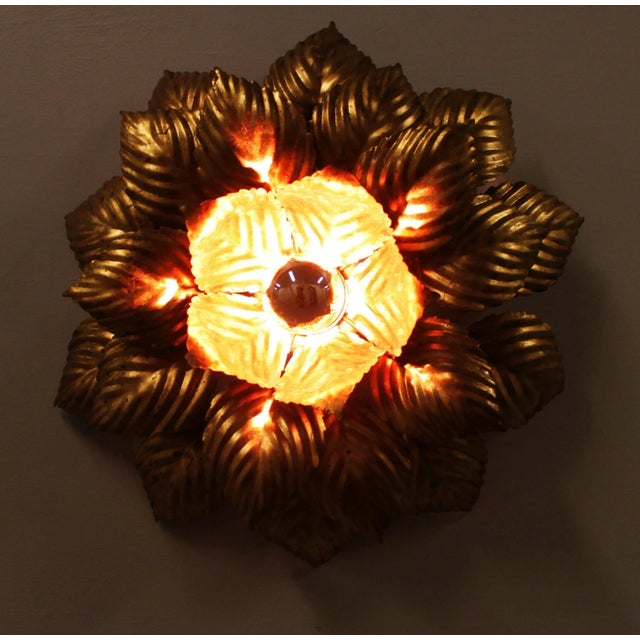 Metal Masca Floral Wall Light, 1970s For Sale - Image 7 of 11