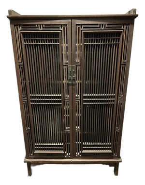 Chinese Cabinet Bookcase With Openwork Doors