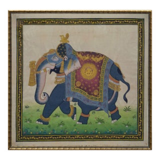 1900s Indian Rajasthani Miniature Painting of a Royal Elephant For Sale