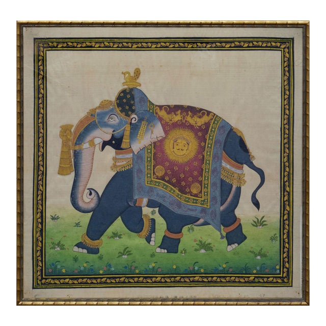 1900s Indian Rajasthani Miniature Painting of a Royal Elephant For Sale