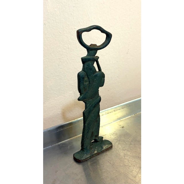 1950s Abstract Figural Green Metal Bottle Opener For Sale - Image 4 of 4