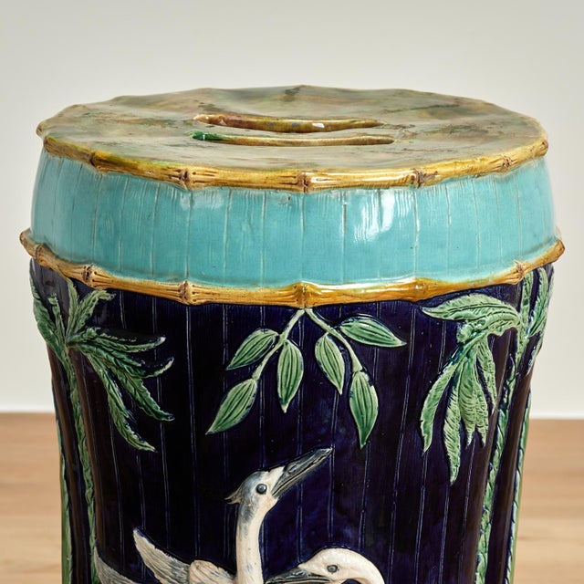 Ceramic Antique English Majolica Garden Seat or Stand For Sale - Image 7 of 12