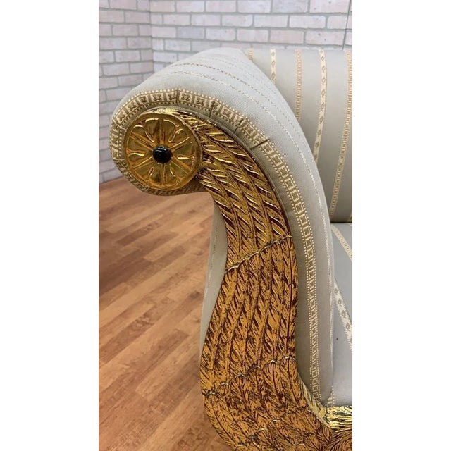 Wood Antique Biedermeier Carved Flanking Gold Gilded Goose Scrolled Arm Parlor Sofa For Sale - Image 7 of 12