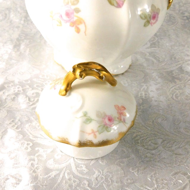 Late 18th Century Limoges Pink Floral Chocolate Pot With Four Matching Cups # 27213 For Sale In San Francisco - Image 6 of 18