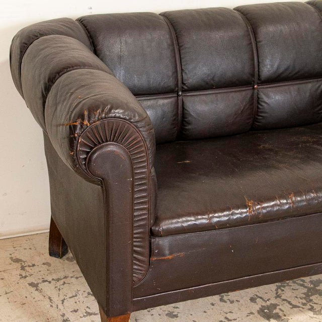 Antique Vintage Brown Leather Sofa Chairish