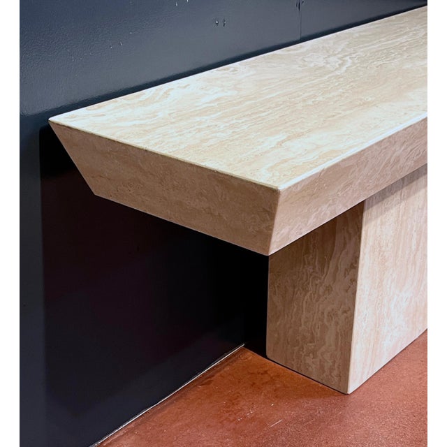 Modern 1970s Italian Modern Sculptural Travertine Console For Sale - Image 3 of 6