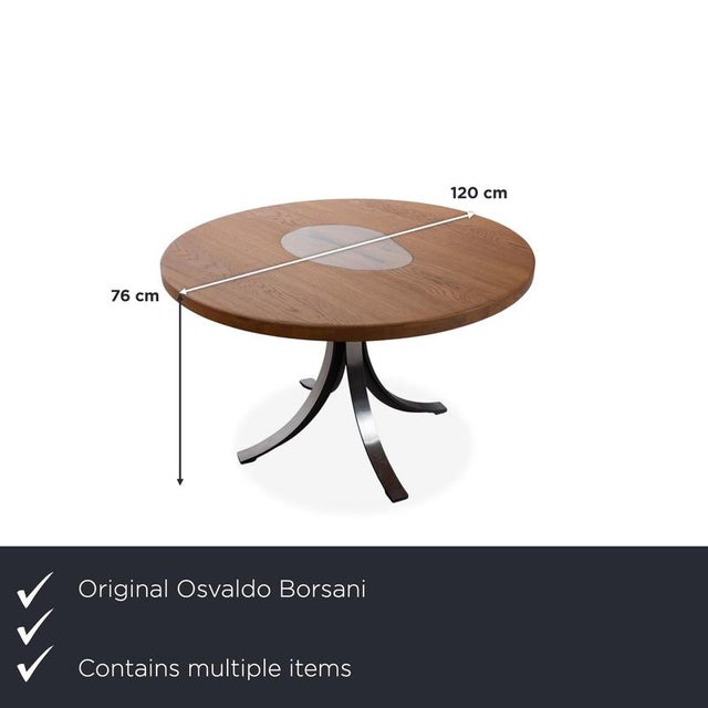 Modern T69 Table and Swivel Chairs in Wood, Cognac Leather and Chrome by Osvaldo Borsani, Set of 5 For Sale - Image 3 of 18