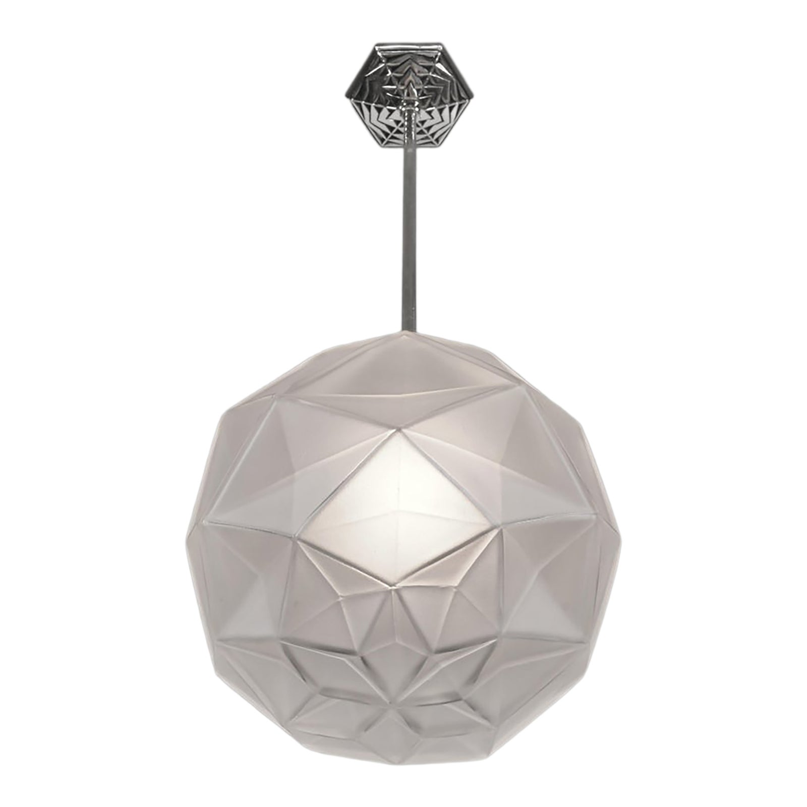1930s French Art Deco Cubist Globe Pendant Light by Degue | Chairish