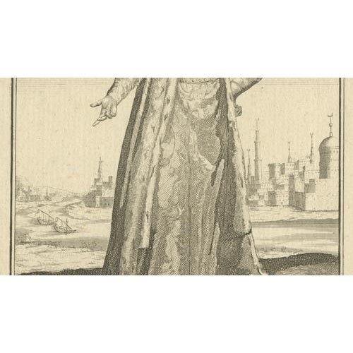 Beige After Thomas Salmon, Ottoman Sultan Portrait, Constantinople View, 1738, Engraving For Sale - Image 8 of 10