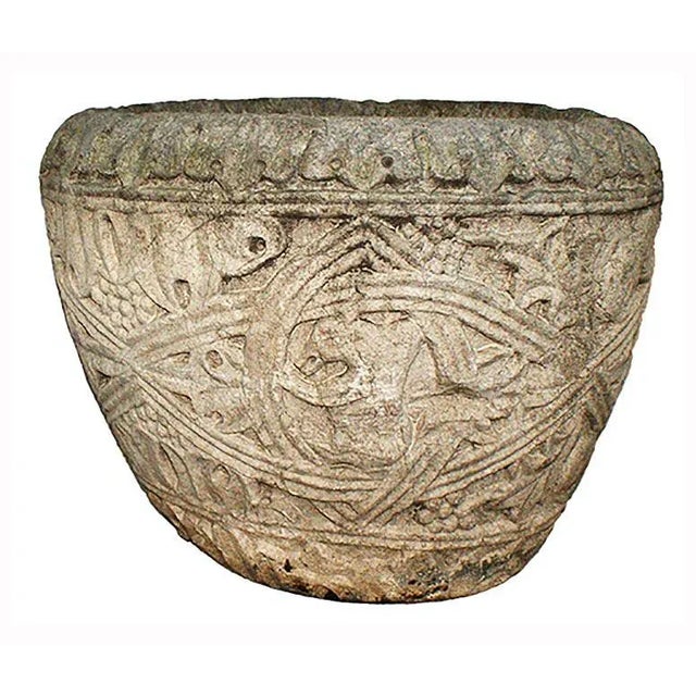 Antique Italian Relief Carved Istrian Marble Planter For Sale In New York - Image 6 of 12