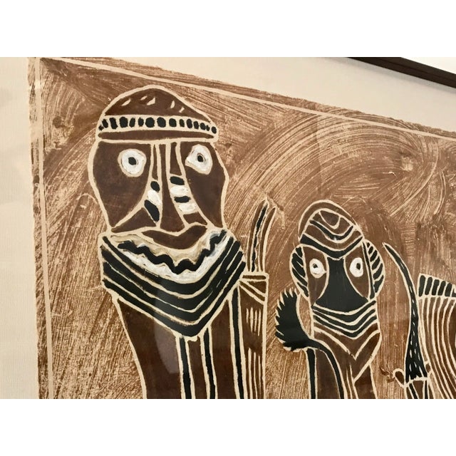 Steve Chase 1980’s Aboriginal Figurative Framed Painting on Paper For Sale - Image 4 of 12