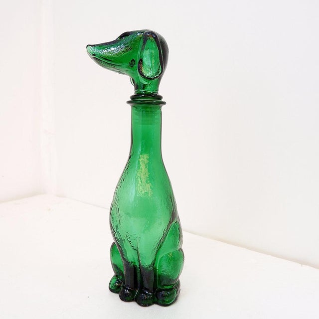 Mid-Century Modern Mid-Century Modern Carafe in Green Embossed Glass, 1960s For Sale - Image 3 of 16