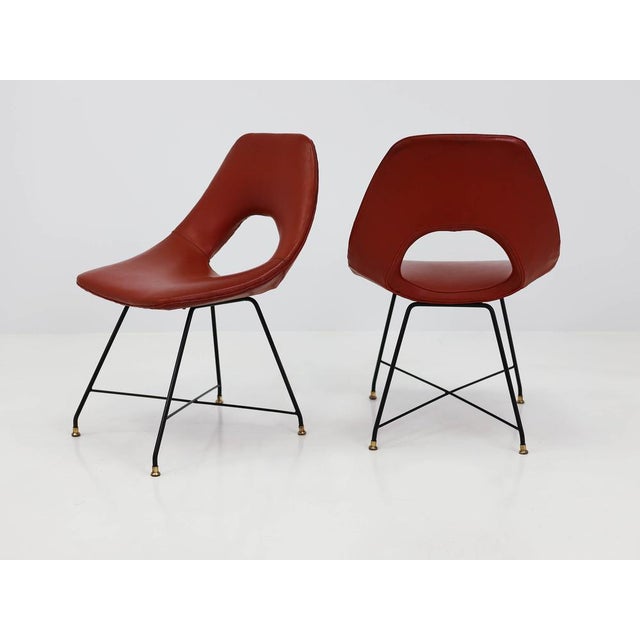 Cosmos Chairs in Vinyl by Augusto Bozzi for Saporiti, Italy, 1954, Set of 2 For Sale - Image 4 of 7