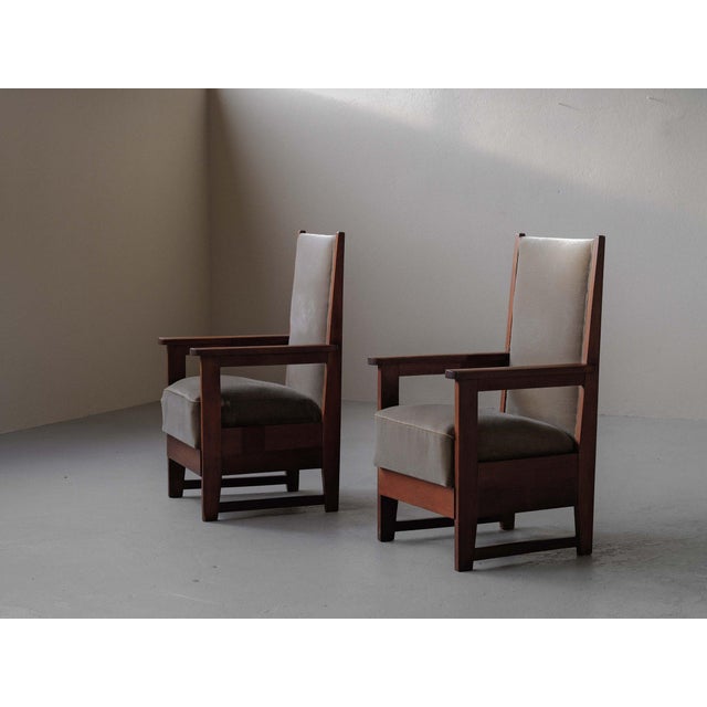 Wood Vintage Amsterdam School Armchairs, 1930, Set of 2 For Sale - Image 7 of 18