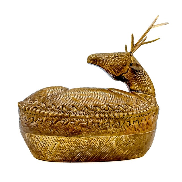 Mid 20th Century Mid 20th Century Brass Reclining Stag Betel Box by j.w. Robinson's For Sale - Image 5 of 12