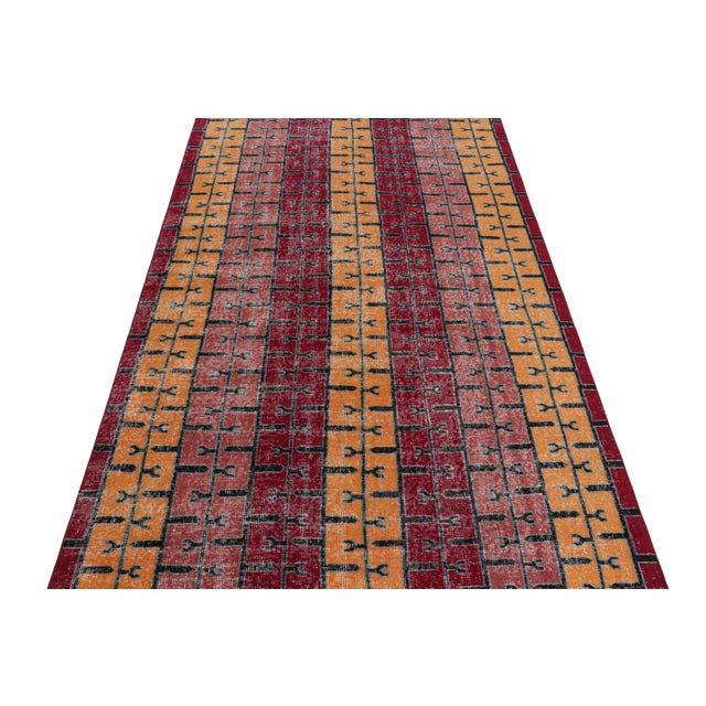 Rug & Kilim Vintage Zeki Müren Rug With Polychromatic Geometric Stripes From Rug & Kilim For Sale - Image 4 of 8