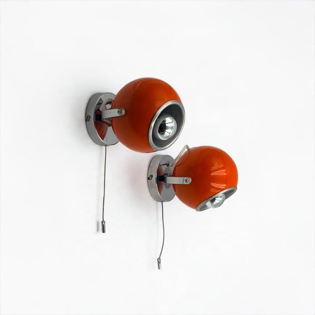 Orange Eyeball Wall Lamps by Delmas, France, 1970s, Set of 2 For Sale - Image 15 of 15