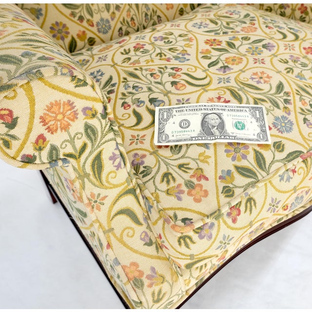 Baker Furniture Company Pair of Deep Profile Antique Wing Arm Chairs Mahogany Legs Federal Style For Sale - Image 4 of 18