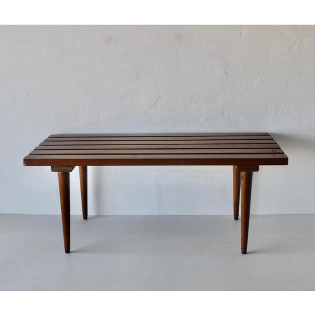 George Nelson George Nelson Style Vintage Mid-Century Slat Bench Coffee Table For Sale - Image 4 of 15