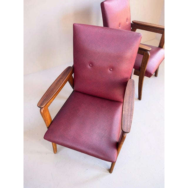 1960s Red Vintage Lounge Chairs in Teak, 1960s, Set of 2 For Sale - Image 5 of 13