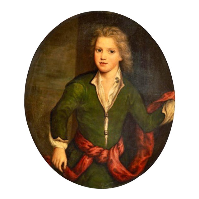 This is a charming naive painting of a young John Davis, son of Gregory Davis of Norfolk, painted by Bridget Bereners (?)....