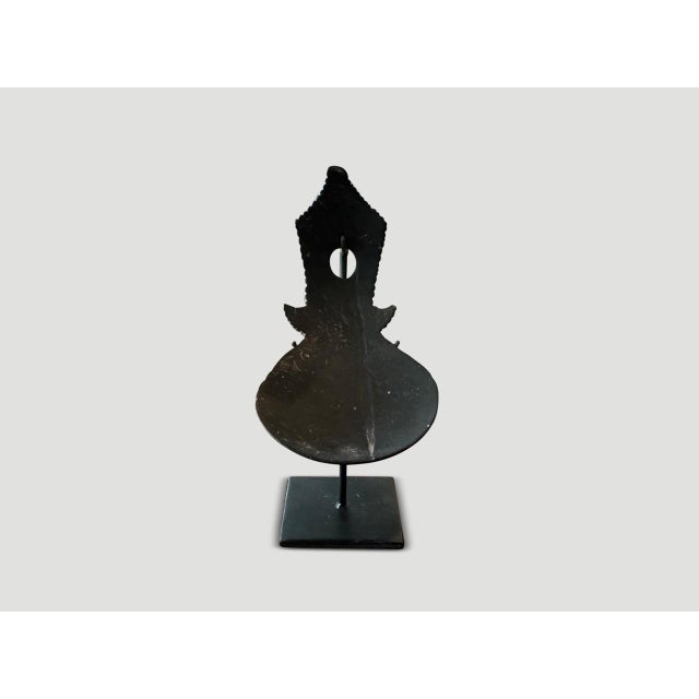 Antique Coconut Wood Rice Spoon on a Stand For Sale - Image 9 of 18