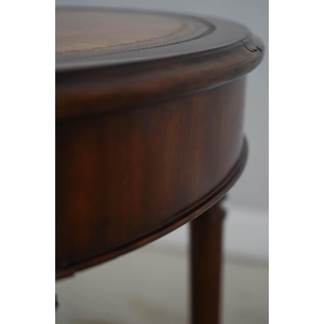 Maitland Smith Oval Leather Top Regency End Table For Sale - Image 12 of 14