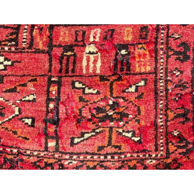 Black Vintage Distressed Turkmen Bokhara Rug, 1940s For Sale - Image 8 of 18
