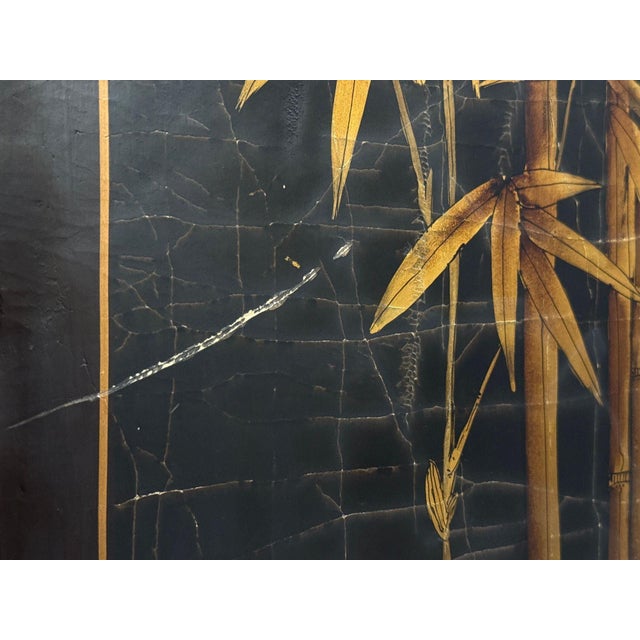 Chinese Export, Jappanned Screen, Crackle Lacquer, Gilt, Brass, China, 1960s For Sale - Image 13 of 18