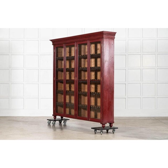 Large English Glazed Painted Pine Bookcase, 1880s For Sale - Image 4 of 12
