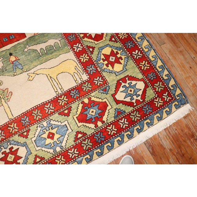 Vintage Zabihi Collection Turkish Azari Animal Scenic Rug - 8'6" x 10'6" For Sale - Image 12 of 12