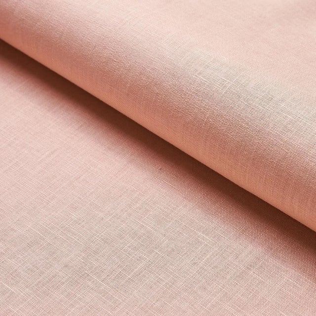 Sample - Schumacher Lange Glazed Linen Fabric in Blush For Sale