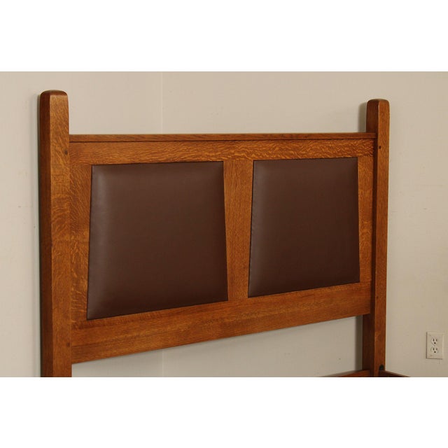 Stickley Mission Style Oak and Leather Queen Bed For Sale - Image 12 of 18