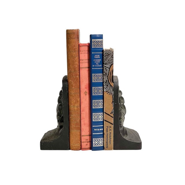 Teal Art Deco Cast Iron Bookends with Nautical Ship Motif, 1930s, Set of 2 For Sale - Image 8 of 15