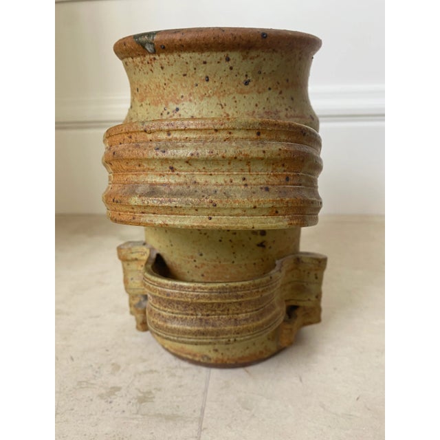 1970’s Vintage Brutalist Large Handmade Pottery Handled Vessel For Sale In Los Angeles - Image 6 of 15