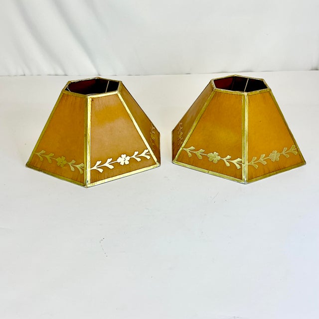 Rustic European 1940s Vintage Italian Boho Chic Paper Lamp Shades - A Pair. For Sale - Image 3 of 11