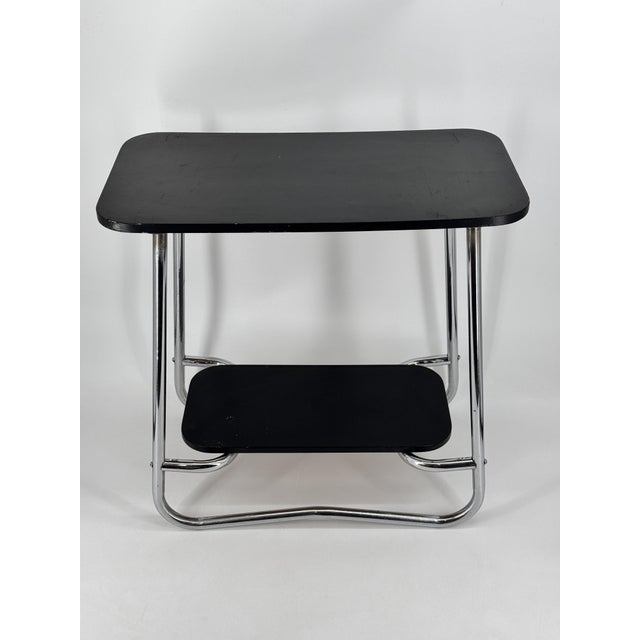 Wood Bauhaus Side Table in Chrome and Wood, 1930s For Sale - Image 7 of 18