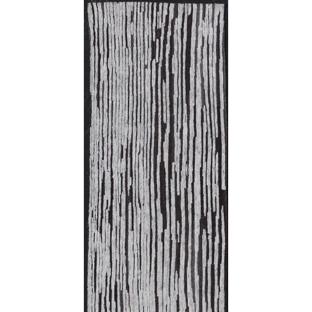 Early 21st Century Keivan Woven Arts Modern Runner With in Charcoal 3 X 13'5 For Sale - Image 5 of 11