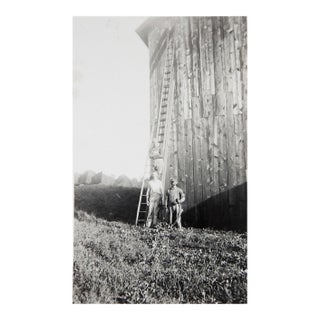 Early 20th Century Farmers Barn and Ladder Snapshot Photograph For Sale