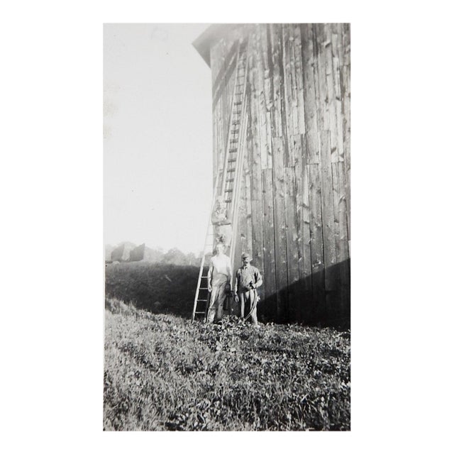 Early 20th Century Farmers Barn and Ladder Snapshot Photograph For Sale
