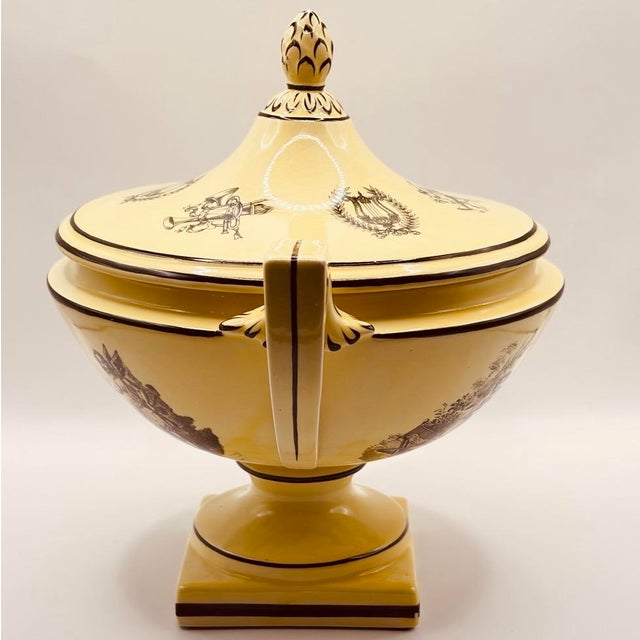 Vintage Yellow Black Toile Creil Ware Covered Tureen Italian Porcelain For Sale - Image 15 of 18