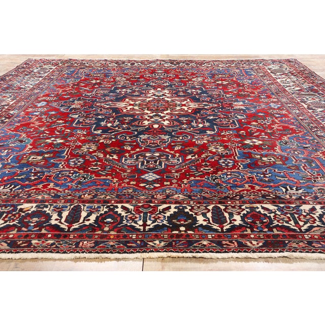 Red Antique Persian Bakhtiari Rug - 10'05 X 13'00 For Sale - Image 8 of 9