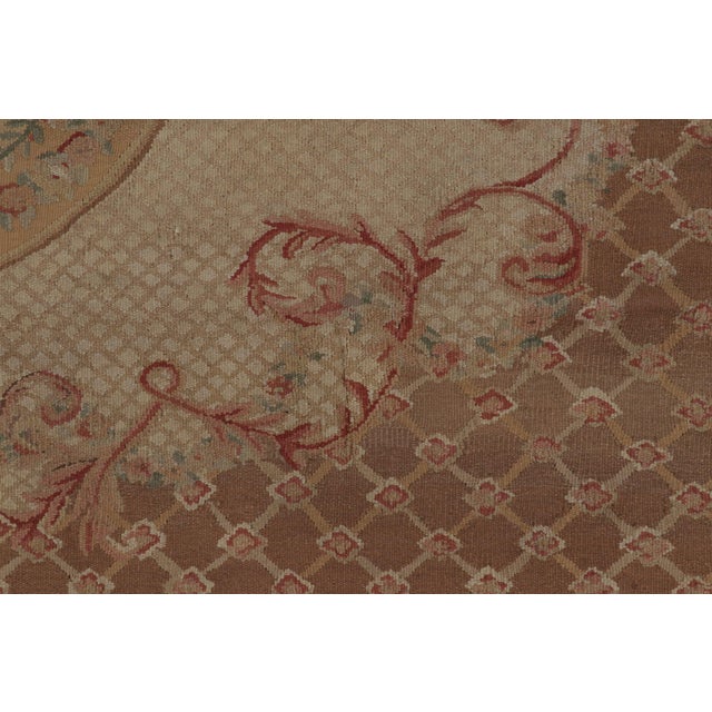 Rug & Kilim’s Aubusson Style Rug in Gold and Beige With Floral Medallion For Sale In New York - Image 6 of 7