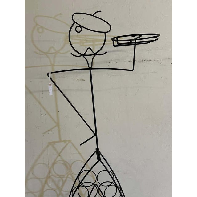 Mid-Century Modern French Waiter Figure Wire Wine Rack in the Style of John Risley For Sale - Image 3 of 5